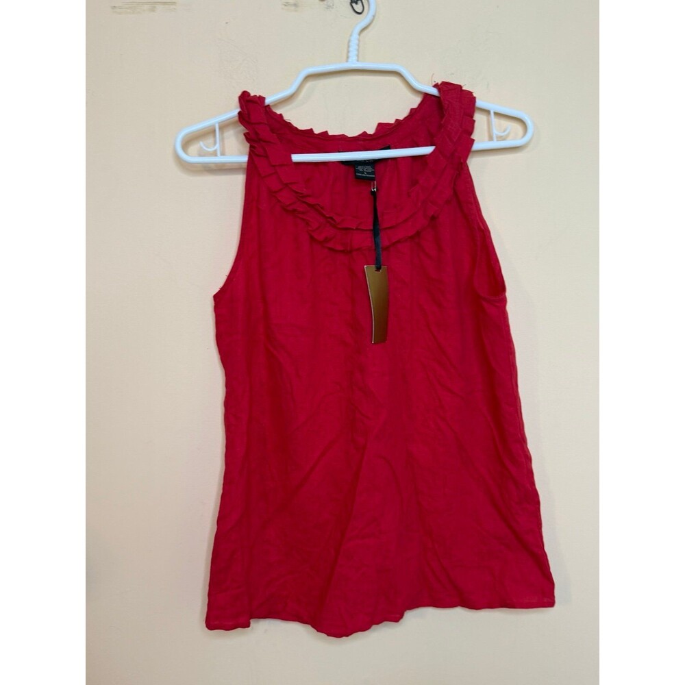 NWT red Marisa Christina tank top linen and rayon blend blouse size large
